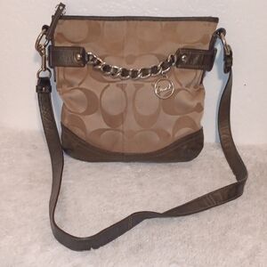 Coach Preloved Tan and Brown Crossbody Bag